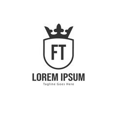 Initial FT logo template with modern frame. Minimalist FT letter logo vector illustration