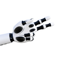 White metal droid hand gestures