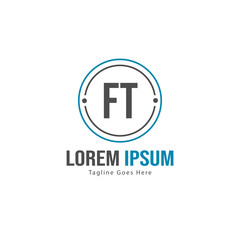 Obraz premium Initial FT logo template with modern frame. Minimalist FT letter logo vector illustration