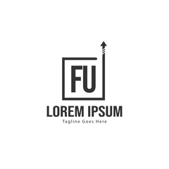 Initial FU logo template with modern frame. Minimalist FU letter logo vector illustration