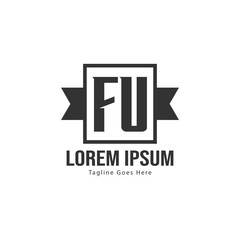 Initial FU logo template with modern frame. Minimalist FU letter logo vector illustration
