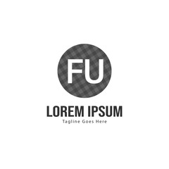 Initial FU logo template with modern frame. Minimalist FU letter logo vector illustration