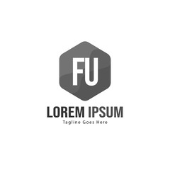 Initial FU logo template with modern frame. Minimalist FU letter logo vector illustration