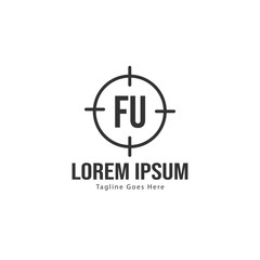 Initial FU logo template with modern frame. Minimalist FU letter logo vector illustration