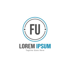Obraz premium Initial FU logo template with modern frame. Minimalist FU letter logo vector illustration