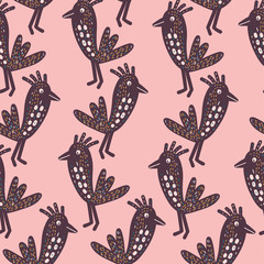 Seamless cute design with stylised birds. Can be used for clothes design, wallpaper, stationary supplies, textile, backgrounds.