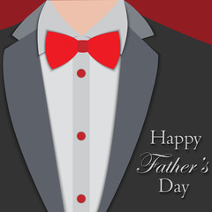 postcard Happy Father's Day with the image of a gray jacket with a red bow tie