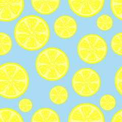 seamless pattern with lemons on a blue background