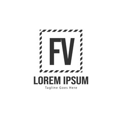 Initial FV logo template with modern frame. Minimalist FV letter logo vector illustration