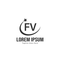Initial FV logo template with modern frame. Minimalist FV letter logo vector illustration
