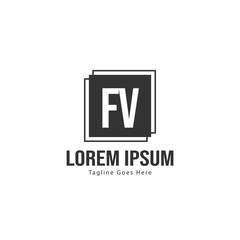 Initial FV logo template with modern frame. Minimalist FV letter logo vector illustration