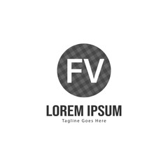 Initial FV logo template with modern frame. Minimalist FV letter logo vector illustration
