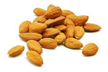 almonds on white background