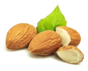 almond nuts isolated on white background close up