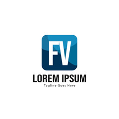 Initial FV logo template with modern frame. Minimalist FV letter logo vector illustration