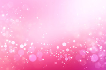 Abstract pink bokeh background blur. Shiny festive illustration with stars