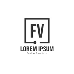 Initial FV logo template with modern frame. Minimalist FV letter logo vector illustration