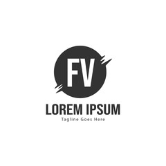 Initial FV logo template with modern frame. Minimalist FV letter logo vector illustration