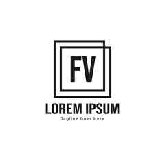 Obraz premium Initial FV logo template with modern frame. Minimalist FV letter logo vector illustration