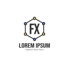 Initial FX logo template with modern frame. Minimalist FX letter logo vector illustration
