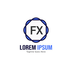 Initial FX logo template with modern frame. Minimalist FX letter logo vector illustration