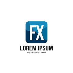 Initial FX logo template with modern frame. Minimalist FX letter logo vector illustration