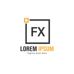 Obraz premium Initial FX logo template with modern frame. Minimalist FX letter logo vector illustration