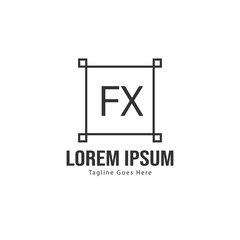 Initial FX logo template with modern frame. Minimalist FX letter logo vector illustration
