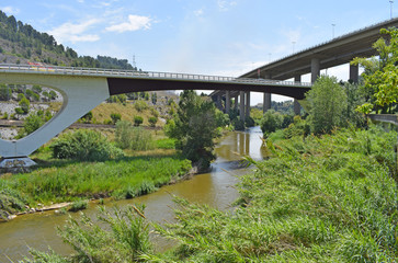 Fototapeta premium Puentes de autovias sobre Rio Llobrega, Martorell Barcelona