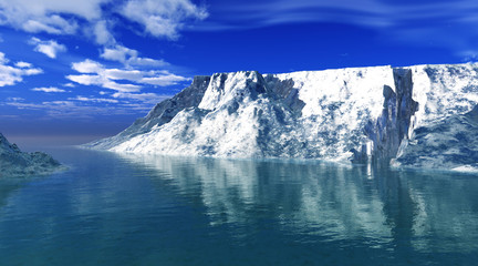 Fototapeta na wymiar Iceberg in Antarctica, melting glacier, 3D rendering