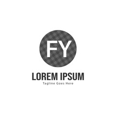 Initial FY logo template with modern frame. Minimalist FY letter logo vector illustration