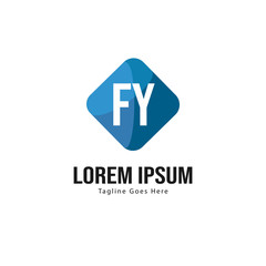 Initial FY logo template with modern frame. Minimalist FY letter logo vector illustration