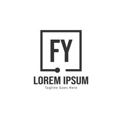 Initial FY logo template with modern frame. Minimalist FY letter logo vector illustration
