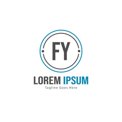 Initial FY logo template with modern frame. Minimalist FY letter logo vector illustration