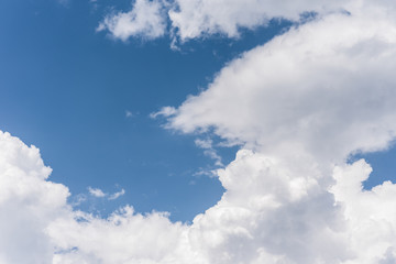 Blue sky background with a fluffy clouds