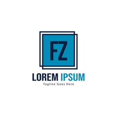 Initial FZ logo template with modern frame. Minimalist FZ letter logo vector illustration