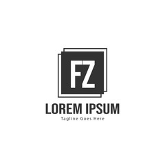 Initial FZ logo template with modern frame. Minimalist FZ letter logo vector illustration