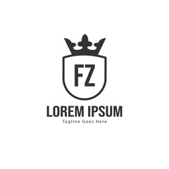 Initial FZ logo template with modern frame. Minimalist FZ letter logo vector illustration