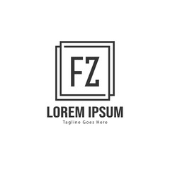 Initial FZ logo template with modern frame. Minimalist FZ letter logo vector illustration