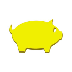 Yellow pig on white background 3d, vector