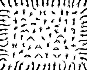 Black silhouettes of hands on white background