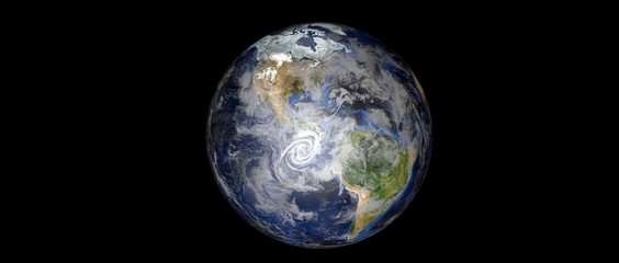 Extremely detailed and realistic high resolution 3d illustration of a hurricane approaching central america. Shot from space. Elements of this image are furnished by Nasa.