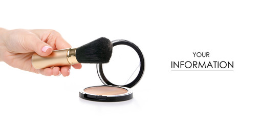 blush face powder brush in hand beauty pattern on white background isolation
