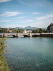 Historical bridge of San Sebastian on a sunny summer day