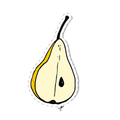 pear sticker vector, fruit, fresh