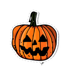 vector sticker pumpkin with a contour for cutting