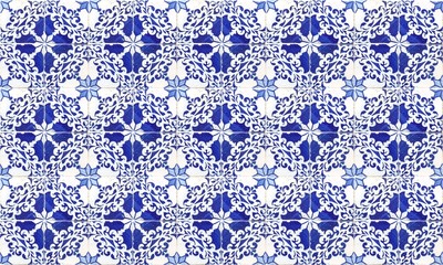 Seamless Portugal or Spain Azulejo Wall Tile Background. High Resolution.