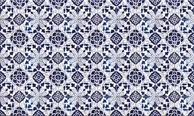 Fototapeta premium Seamless Portugal or Spain Azulejo Wall Tile Background. High Resolution.