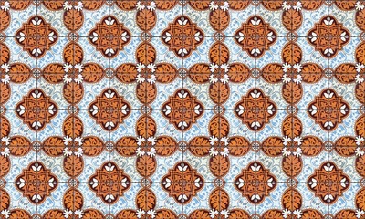 Seamless Portugal or Spain Azulejo Wall Tile Background. High Resolution.