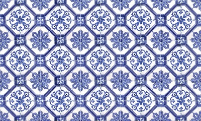 Seamless Portugal or Spain Azulejo Wall Tile Background. High Resolution.